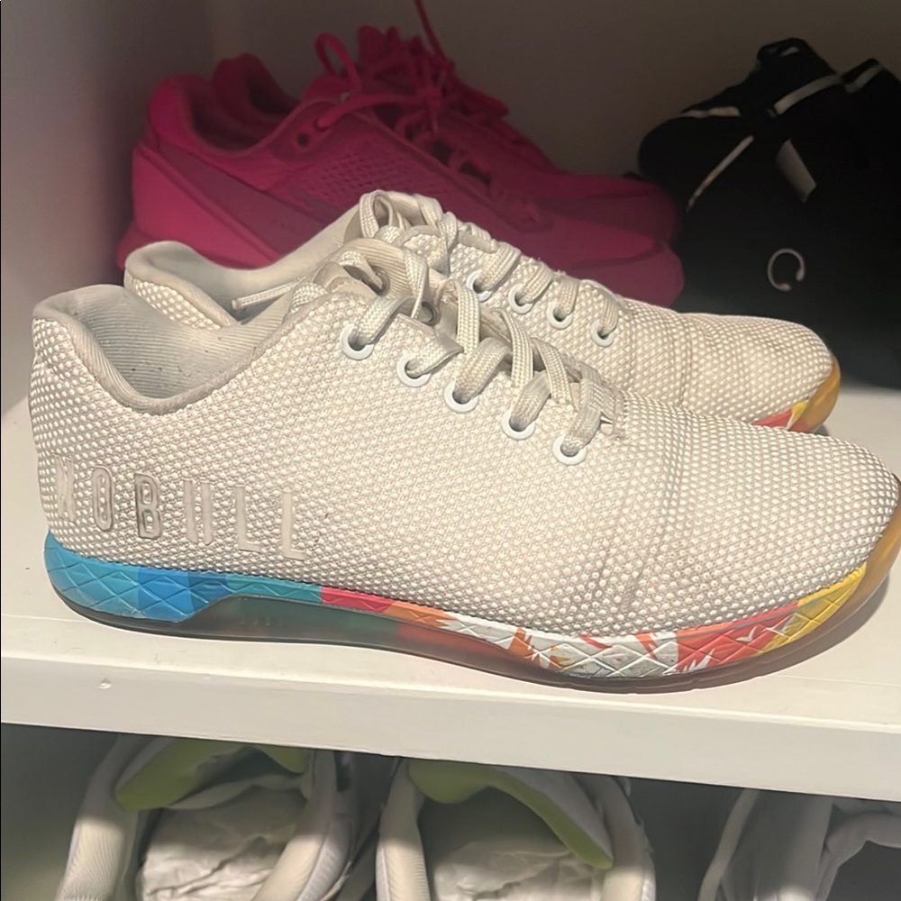 NOBULL White Trainers with Multicolor Sole
